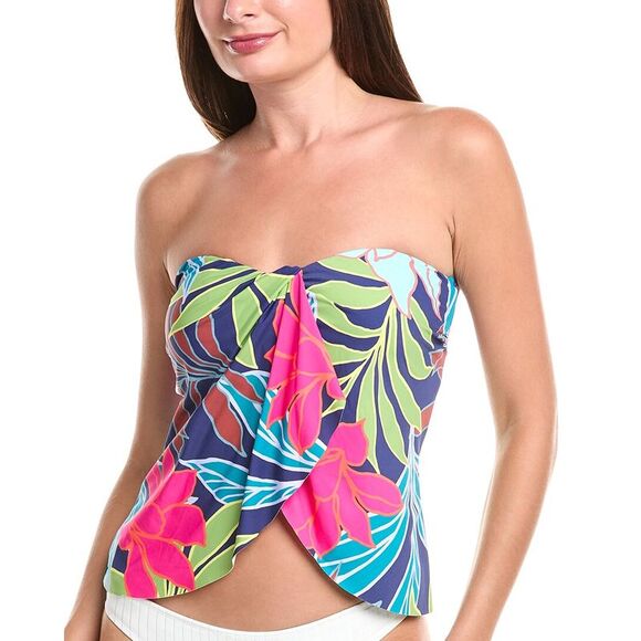 Vince Camuto Womens  Draped Bandini Top, Blue - Picture 1 of 3